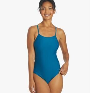 Sporti Size 34 Micro Back One Piece Swimsuit Dark Teal High Leg NEW